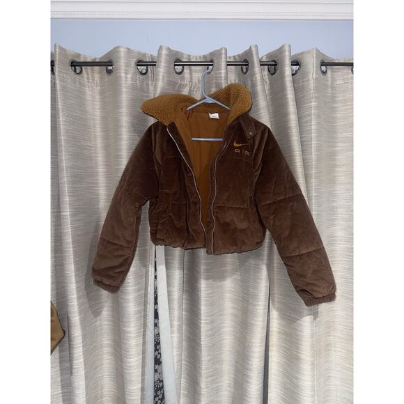 Nike Air Therma-FIT brown corduroy winter jacket women's size small - NEW - Picture 3 of 6